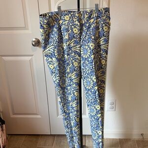Talbots Blue and Yellow Printed Ponte Pants